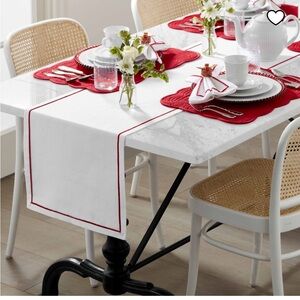 Williams Sonoma Cream Linen-Cotton Blend Fabric Runner